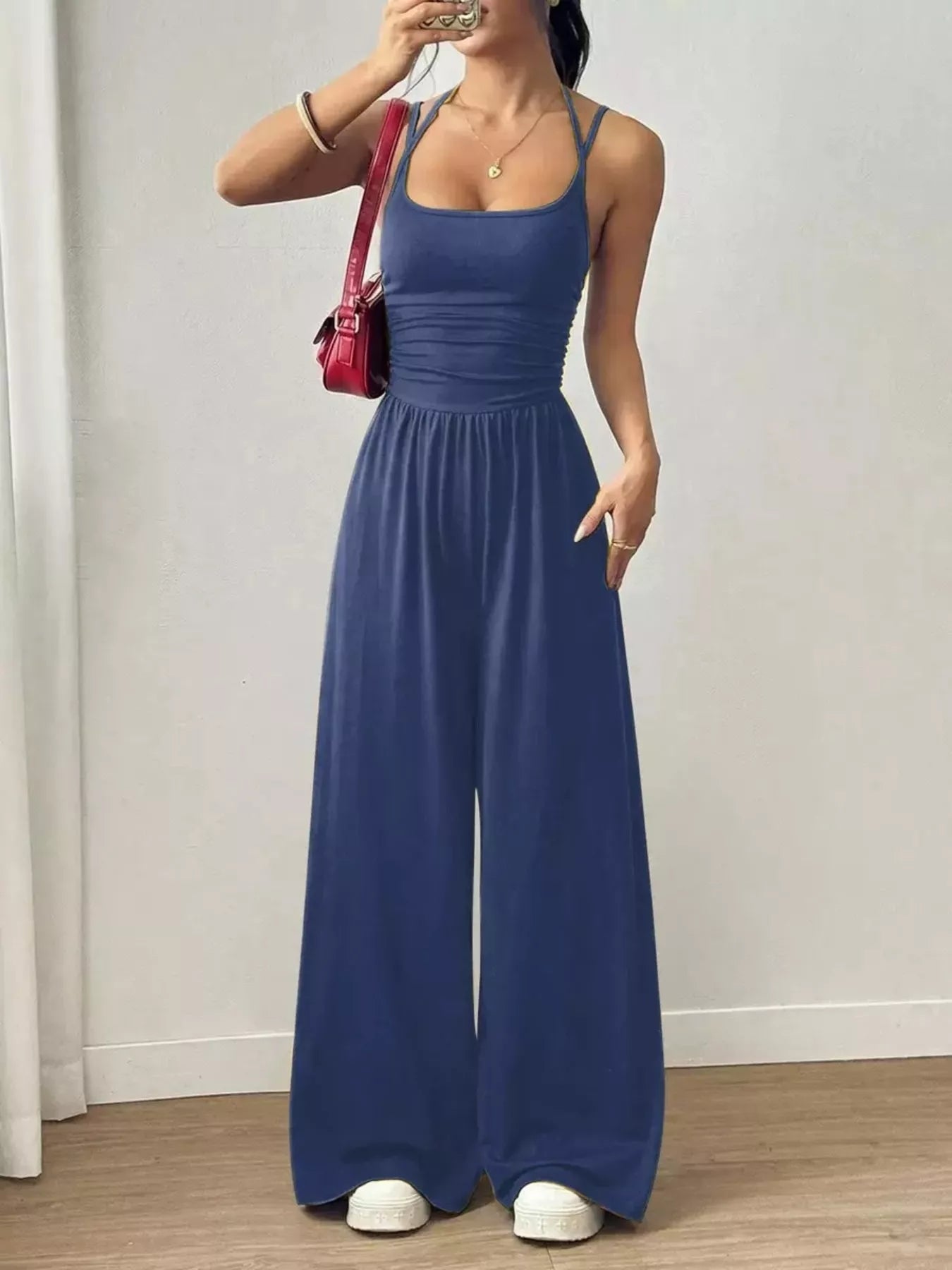 Spaghetti Strap Wide Leg Jumpsuit