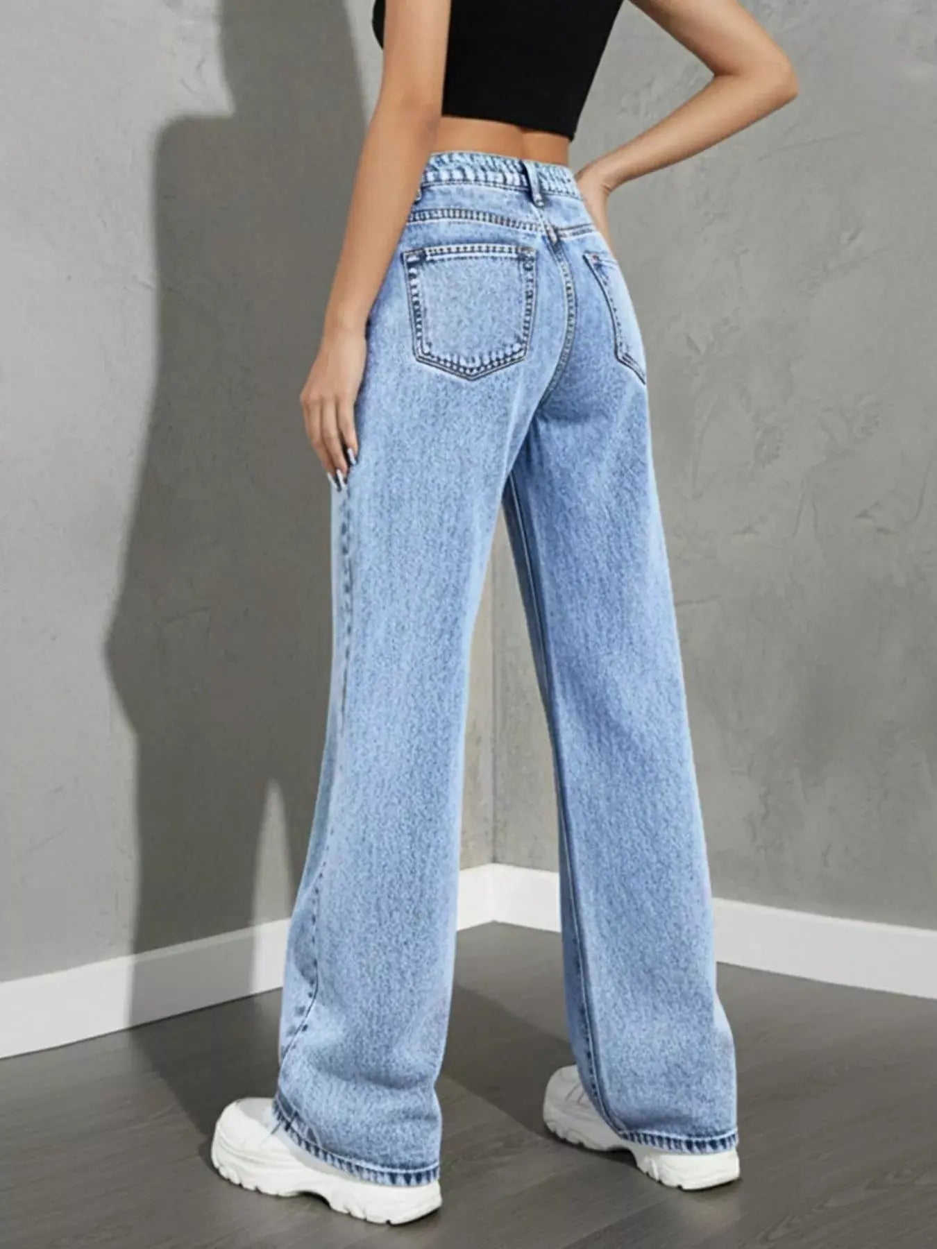 High Waist Wide Leg Denim Jeans