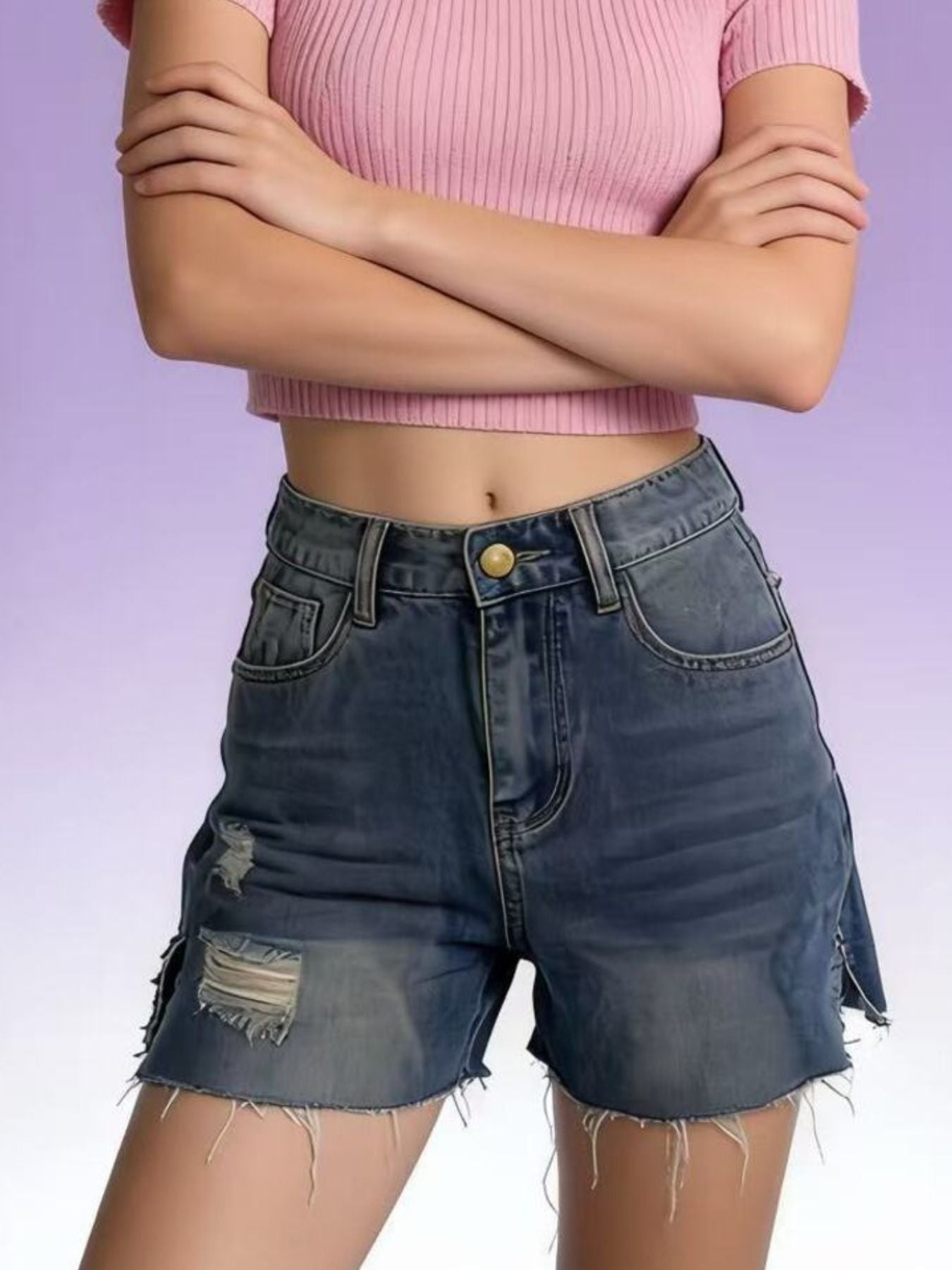 Distressed Denim Shorts