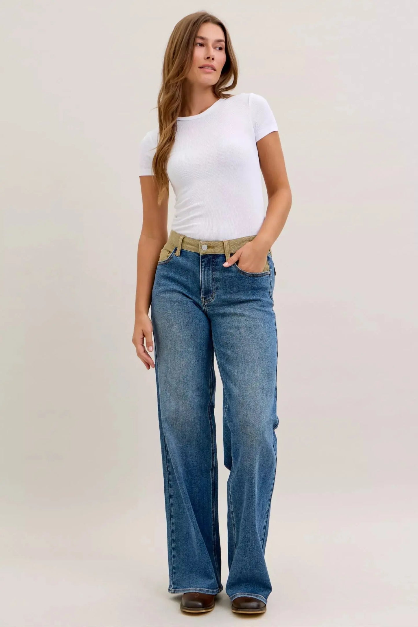Judy Blue Jeans - MR Column Straight Jeans with Corduroy Waist