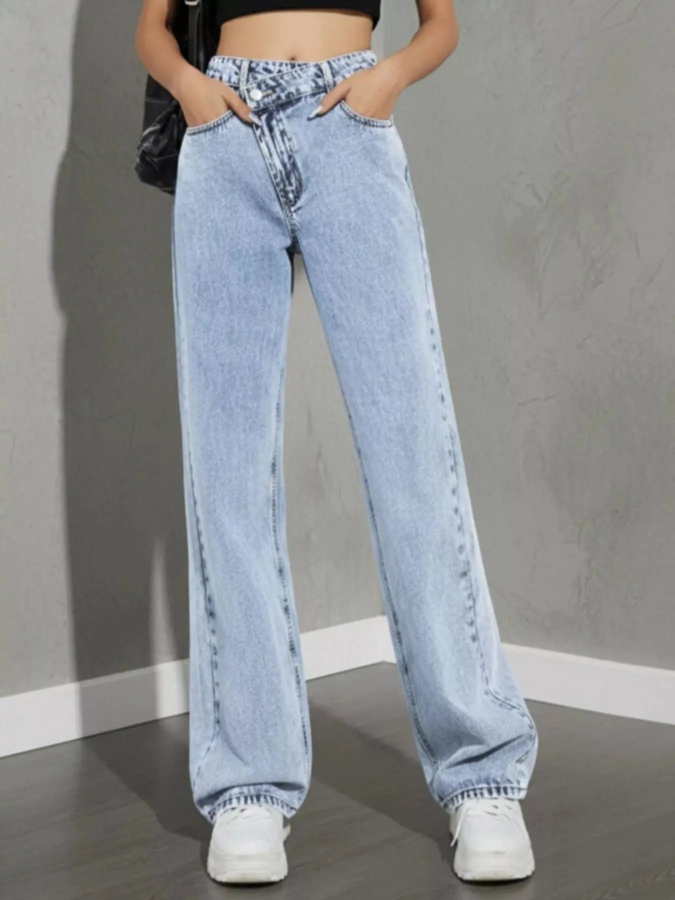 High Waist Wide Leg Denim Jeans