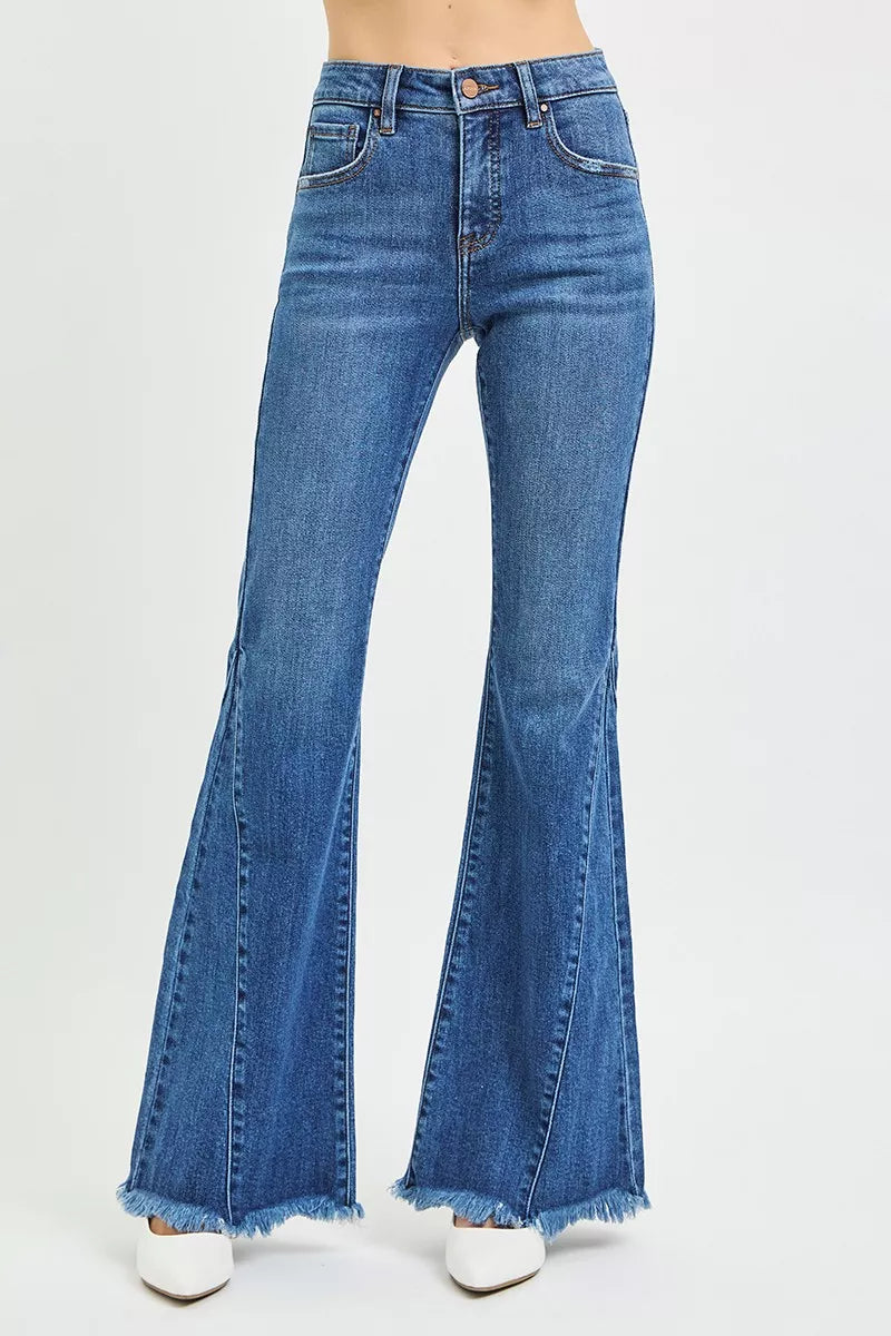 RISEN Jeans - Mid Rise Flare Side Seam Detailing Jeans