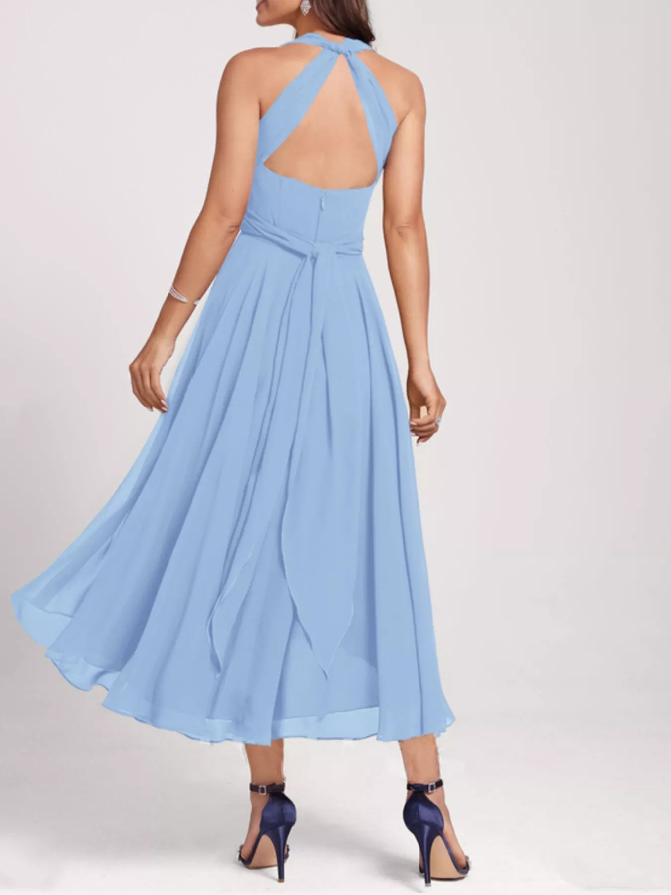 Ruched Crisscross A Line Midi Dress