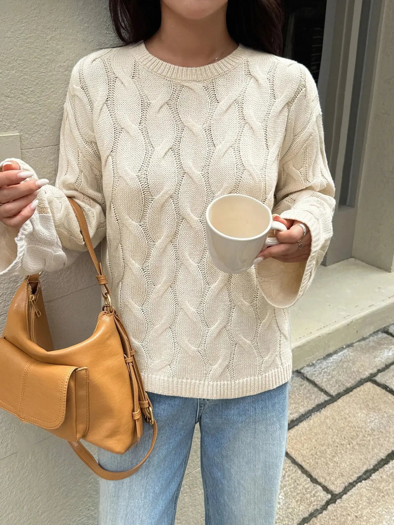 Long Sleeve Cable Knit Sweater