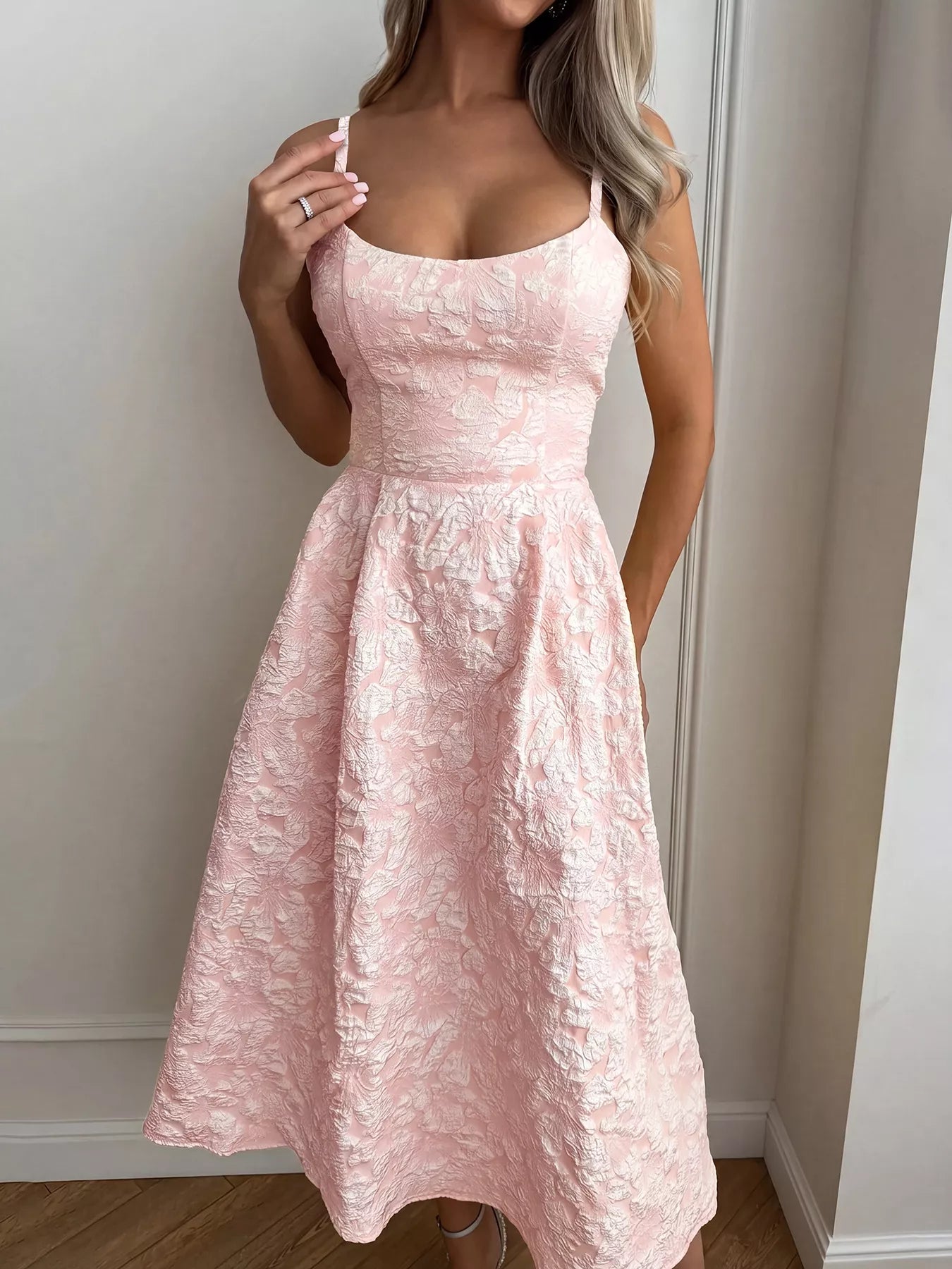 Textured A Line Midi Dress