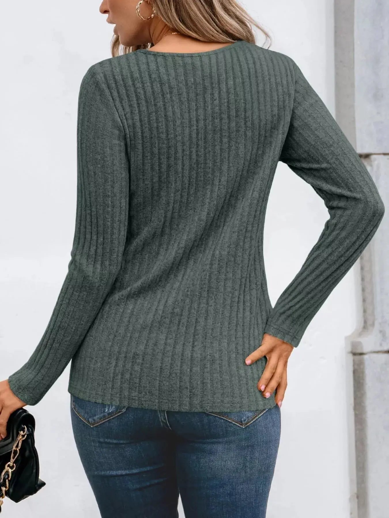 Ribbed Long Sleeve T Shirt