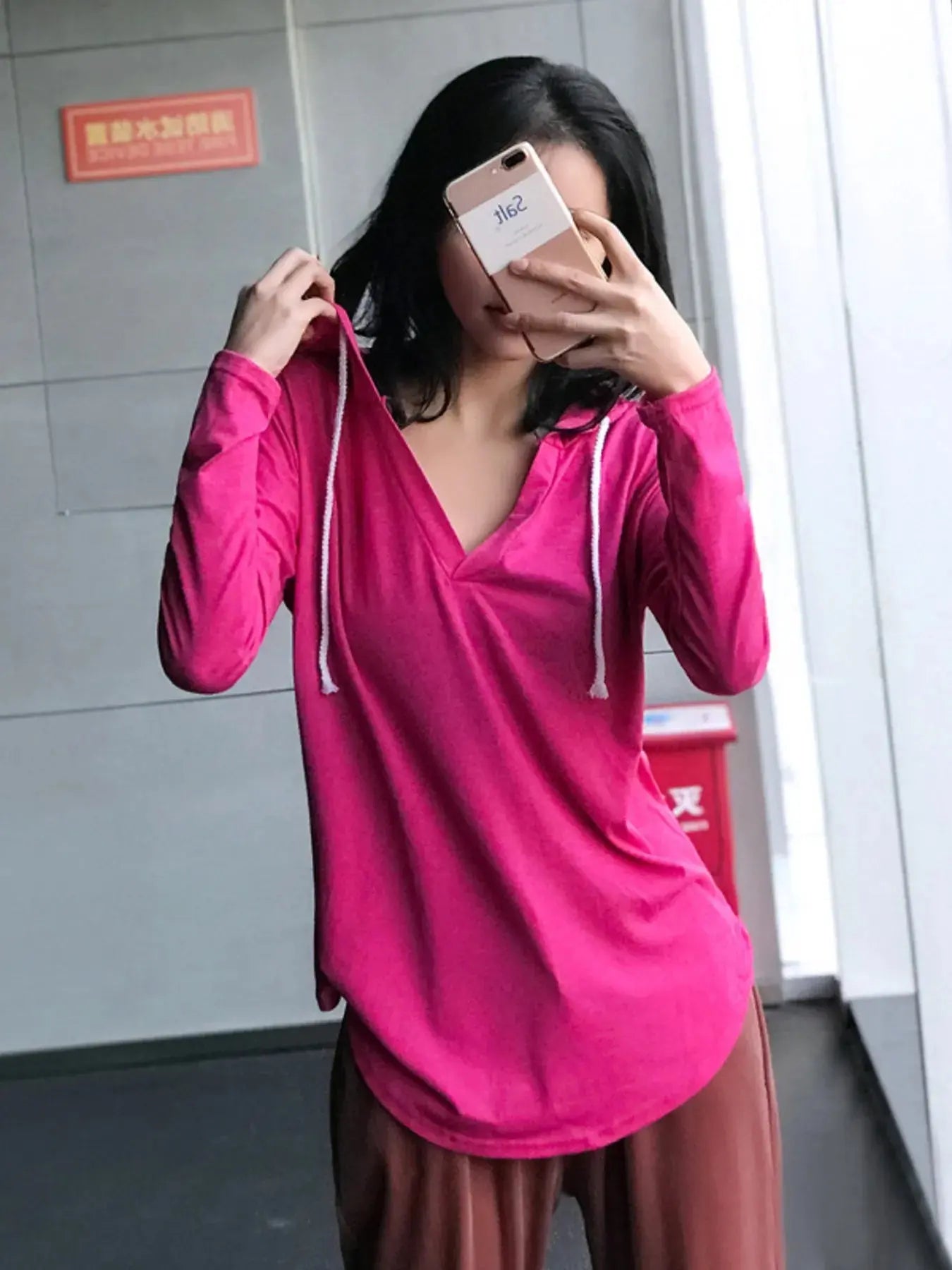 Plus Size Drawstring Long Sleeve Hoodie