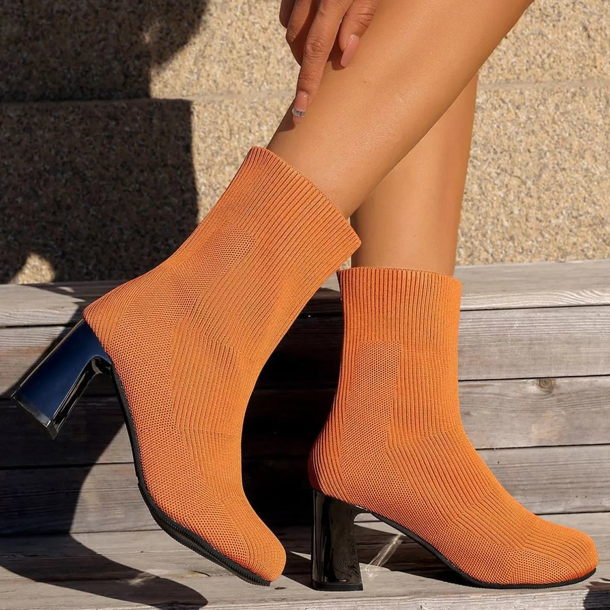 Round Toe Block Heels Boots
