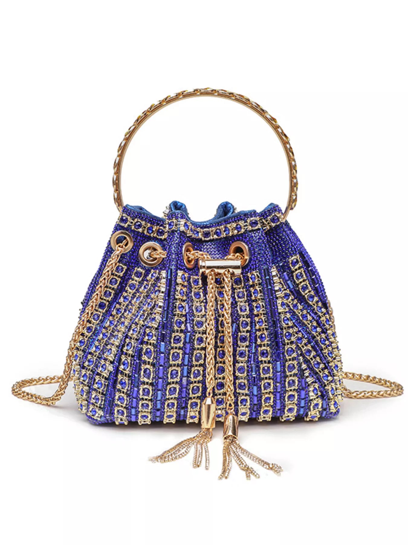 Bucket Style Rhinestone Crossbody Bag