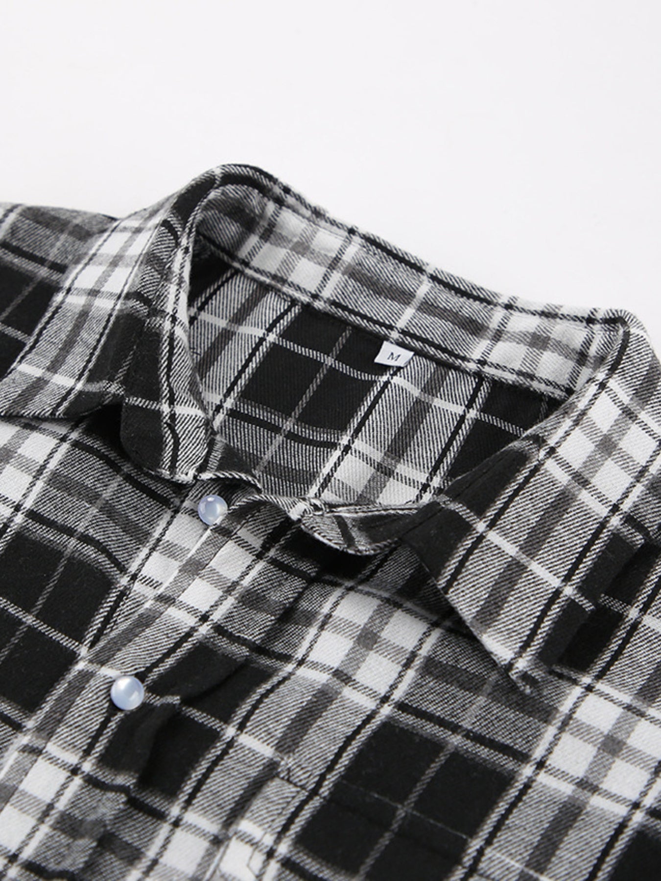 Black Oversized Plaid Button Up Shirt