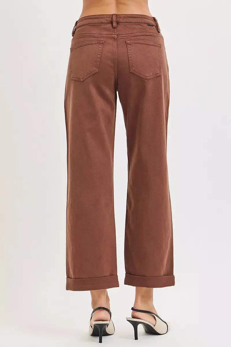 RISEN Jeans - Full Size Tummy Control Mid Rise Ankle Barrel Baggy Jeans