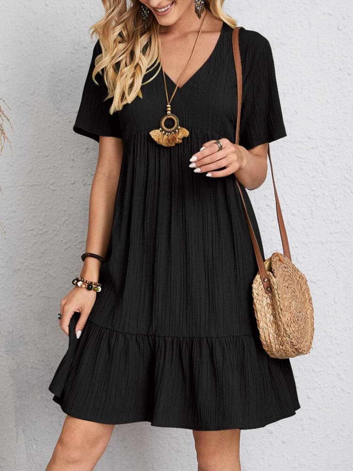 Dresses Trendsi Elegant V-neck dress - 100% polyester