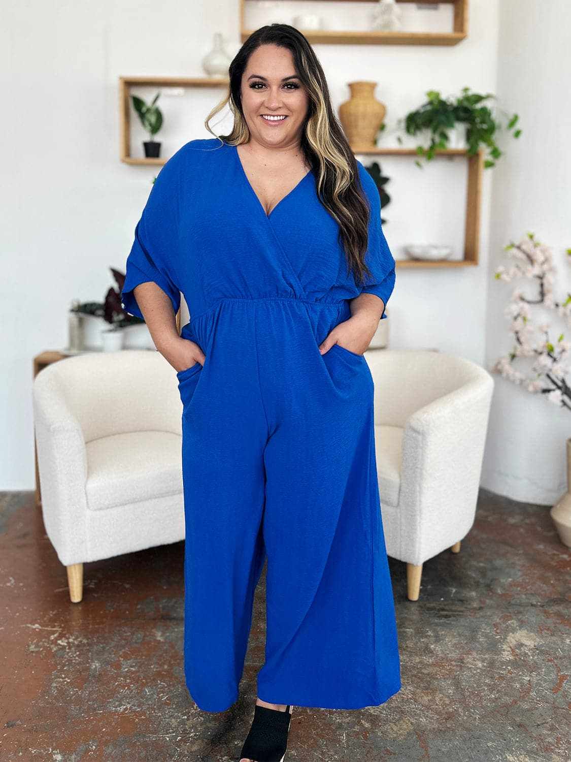 Trendsi Surplice Wide Leg Jumpsuit - Chic & Elegant