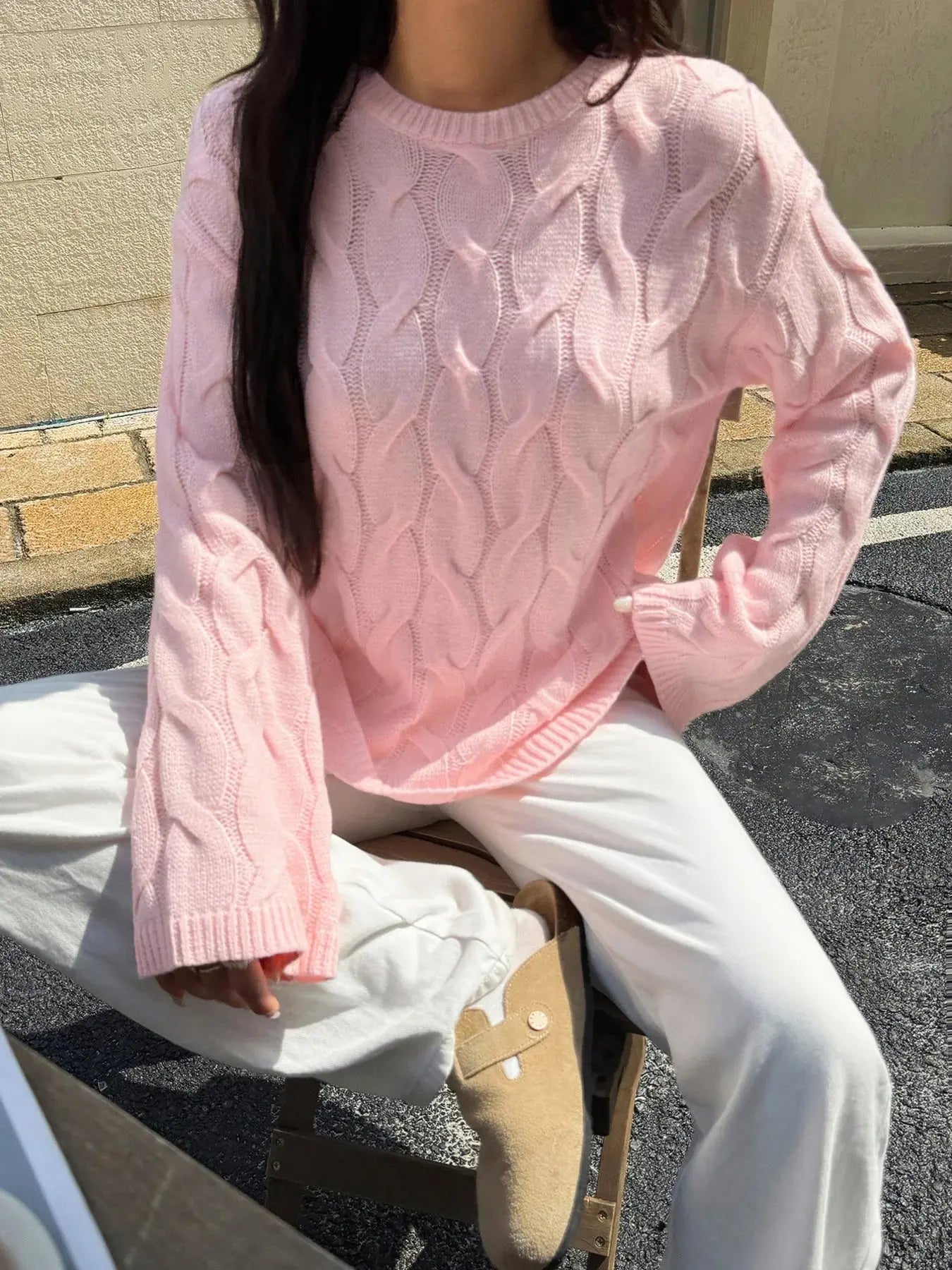 Long Sleeve Cable Knit Sweater