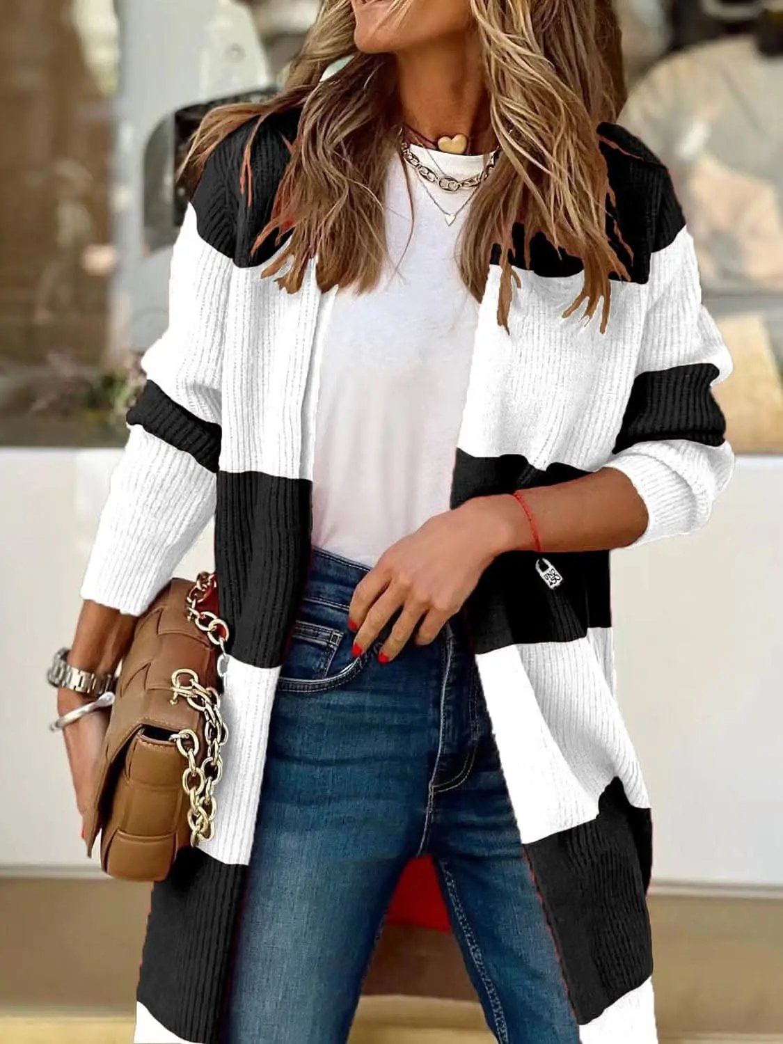 Sweaters Trendsi Chic open front cardigan - long sleeves, polyester