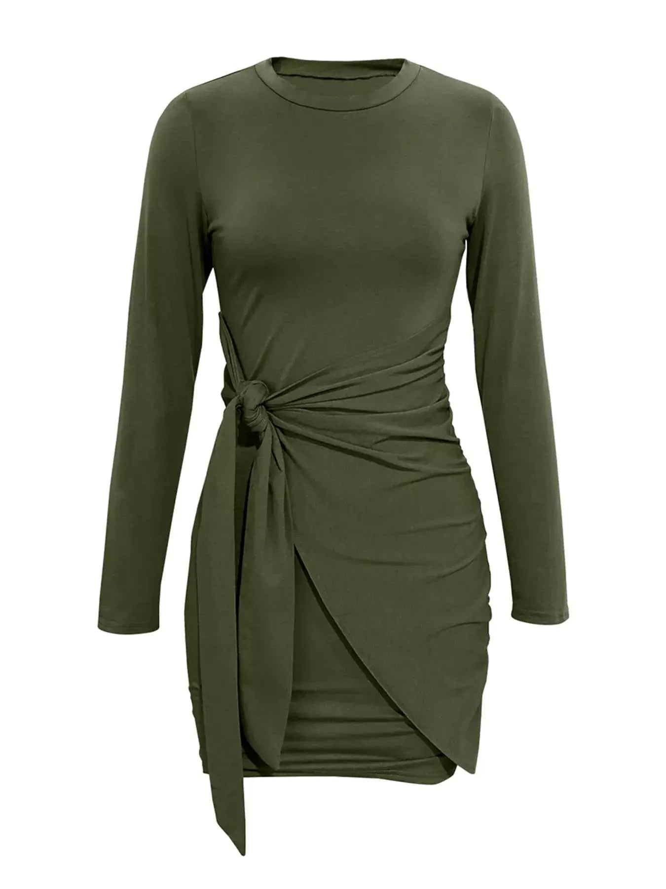 Round Neck Long Sleeve Bodycon Dress