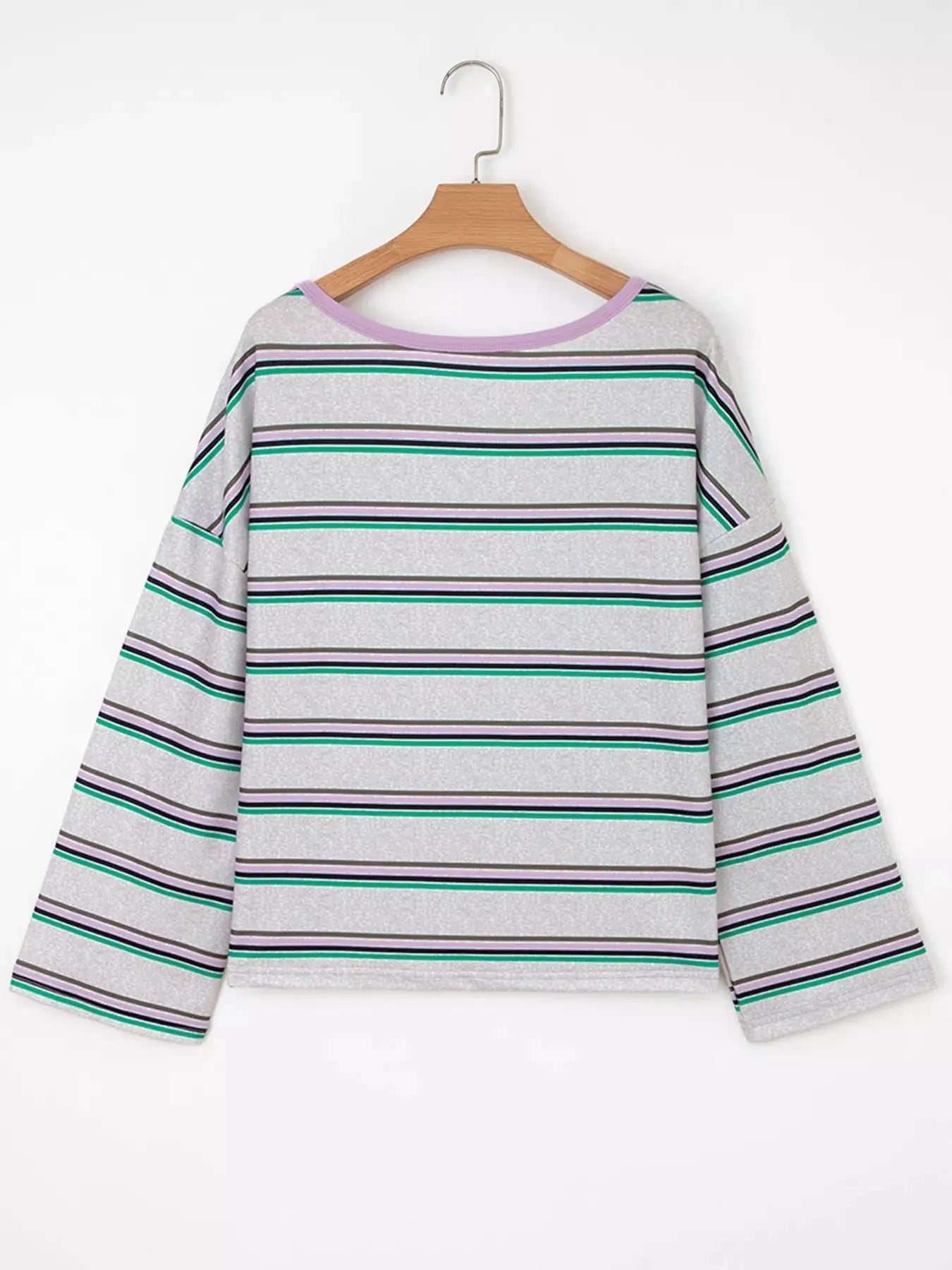 Casual Striped Oversize Drop Shoulder Long Sleeve Top