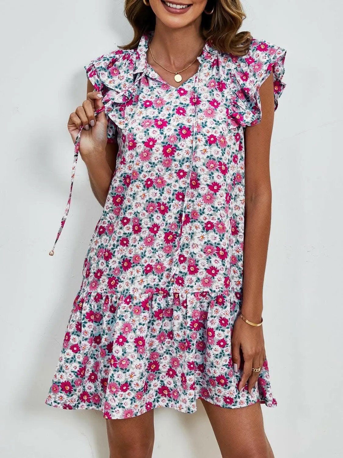 Trendsi Maternity Floral Cap Sleeve Dress Brick Red