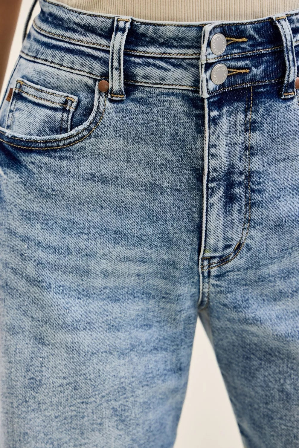 Judy Blue Full Size High Waist Marlow Arc Leg Jeans with Double Waistband