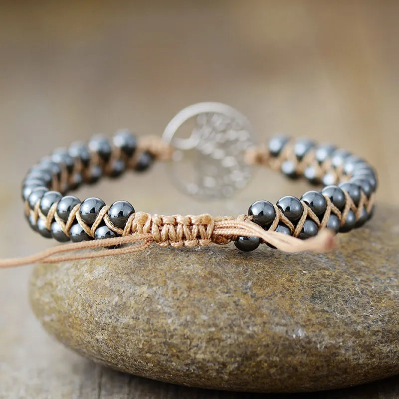 Alloy Braided Natural Stone Bracelet