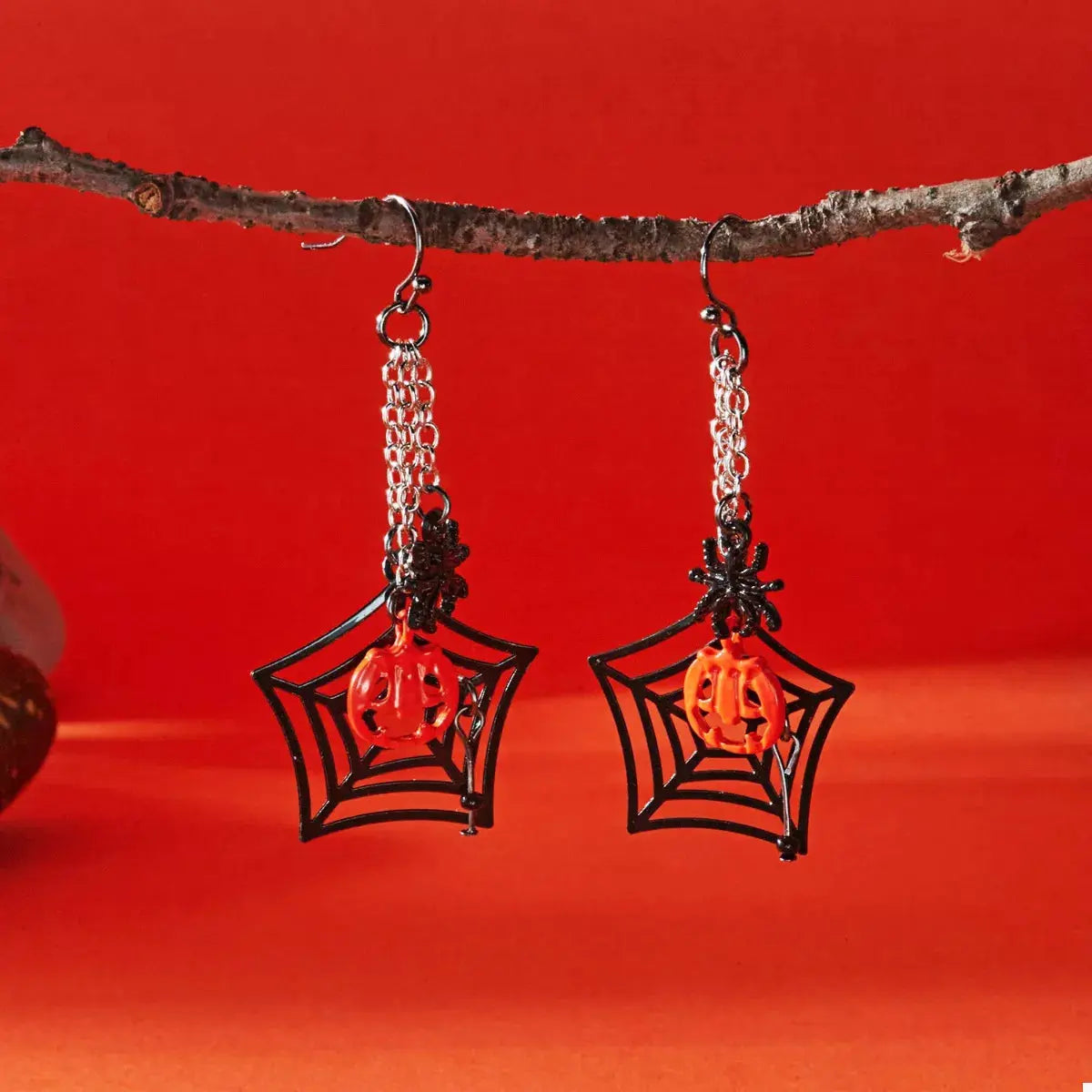 Spider Web Halloween Dangle Earrings