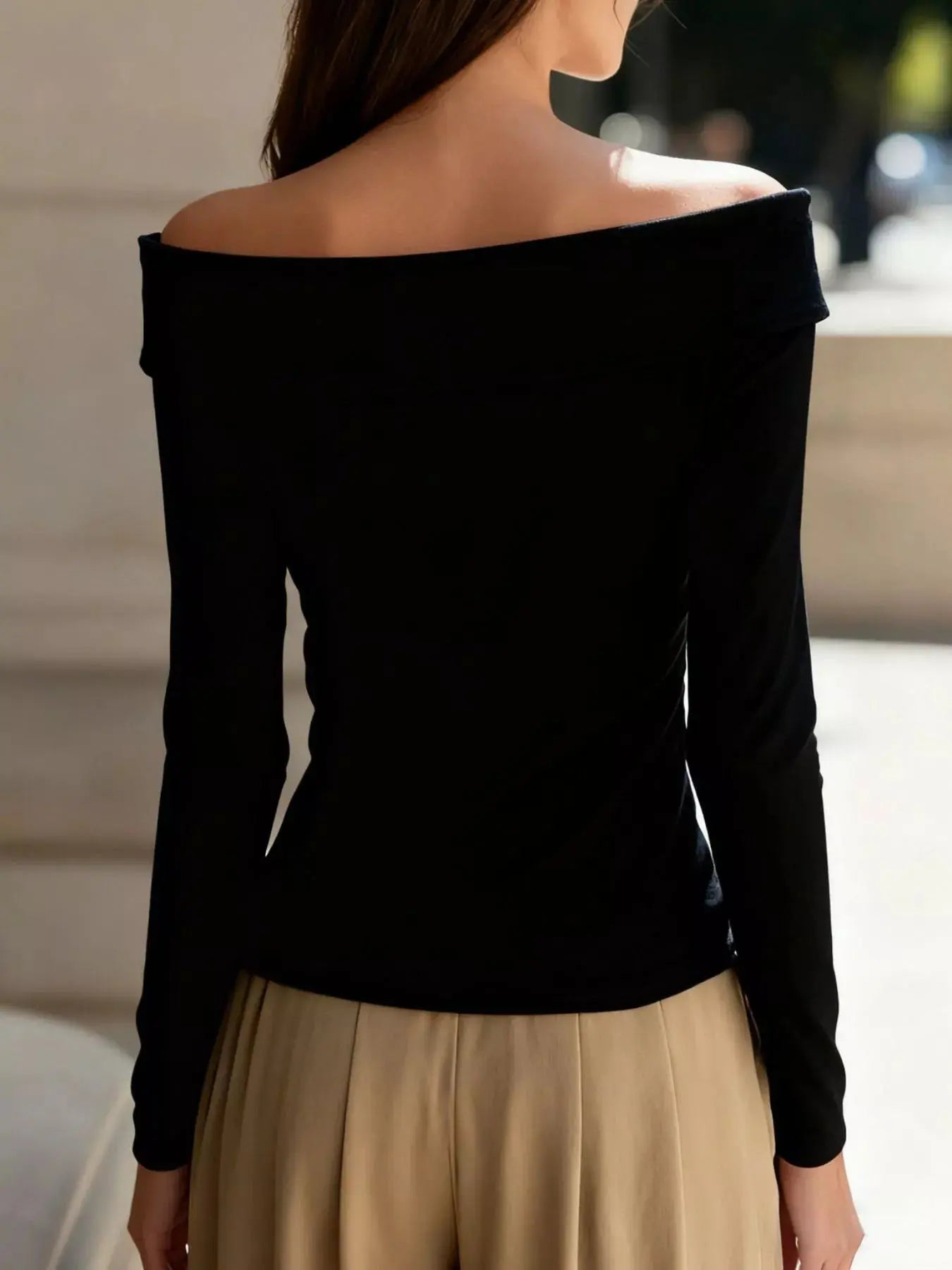 Decorative Button Off Shoulder Blouse