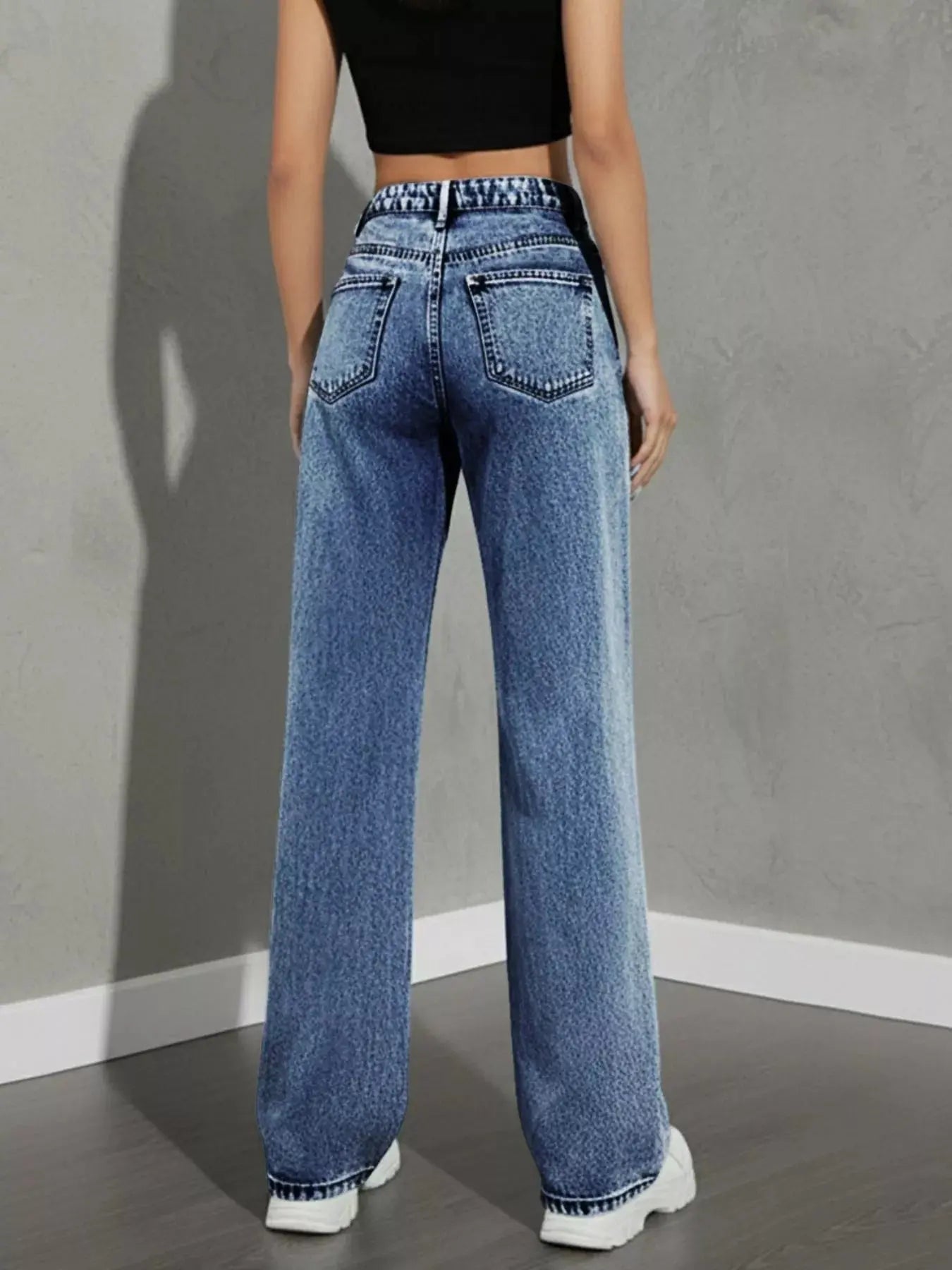 High Waist Wide Leg Denim Jeans