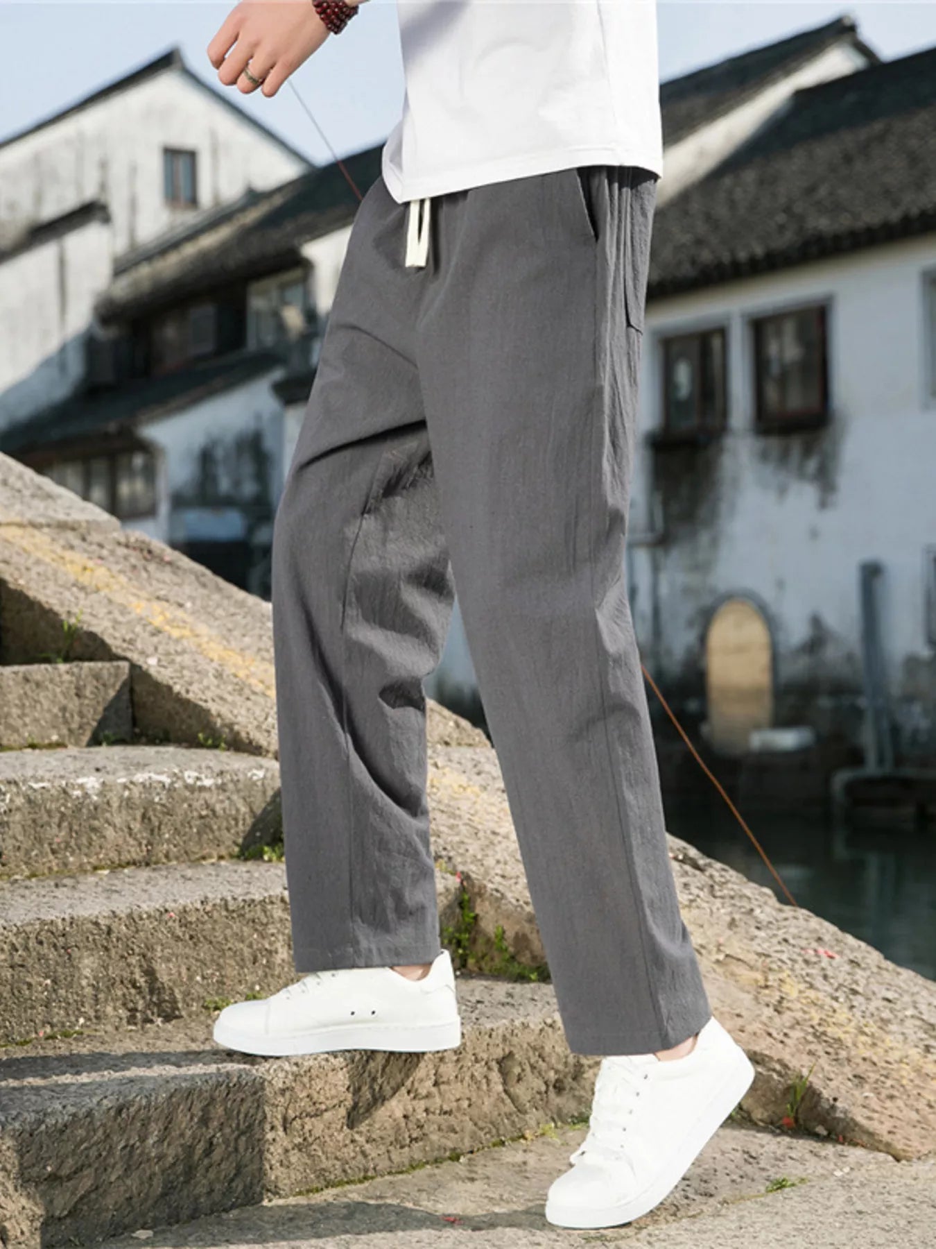 Men's Plus Size Loose Fit Drawstring Casual Pants