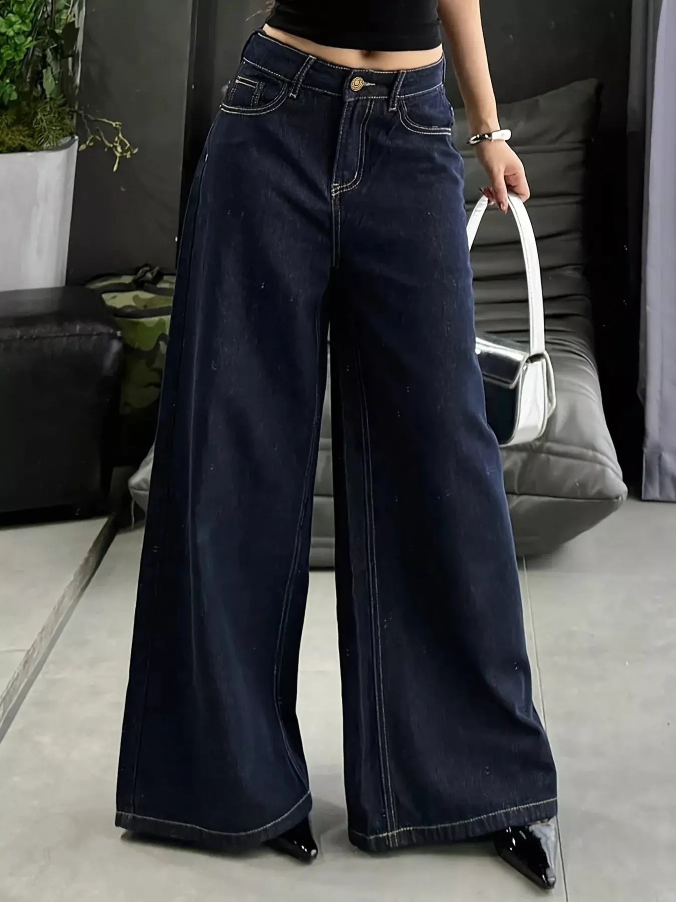 Wide Leg Denim Jeans