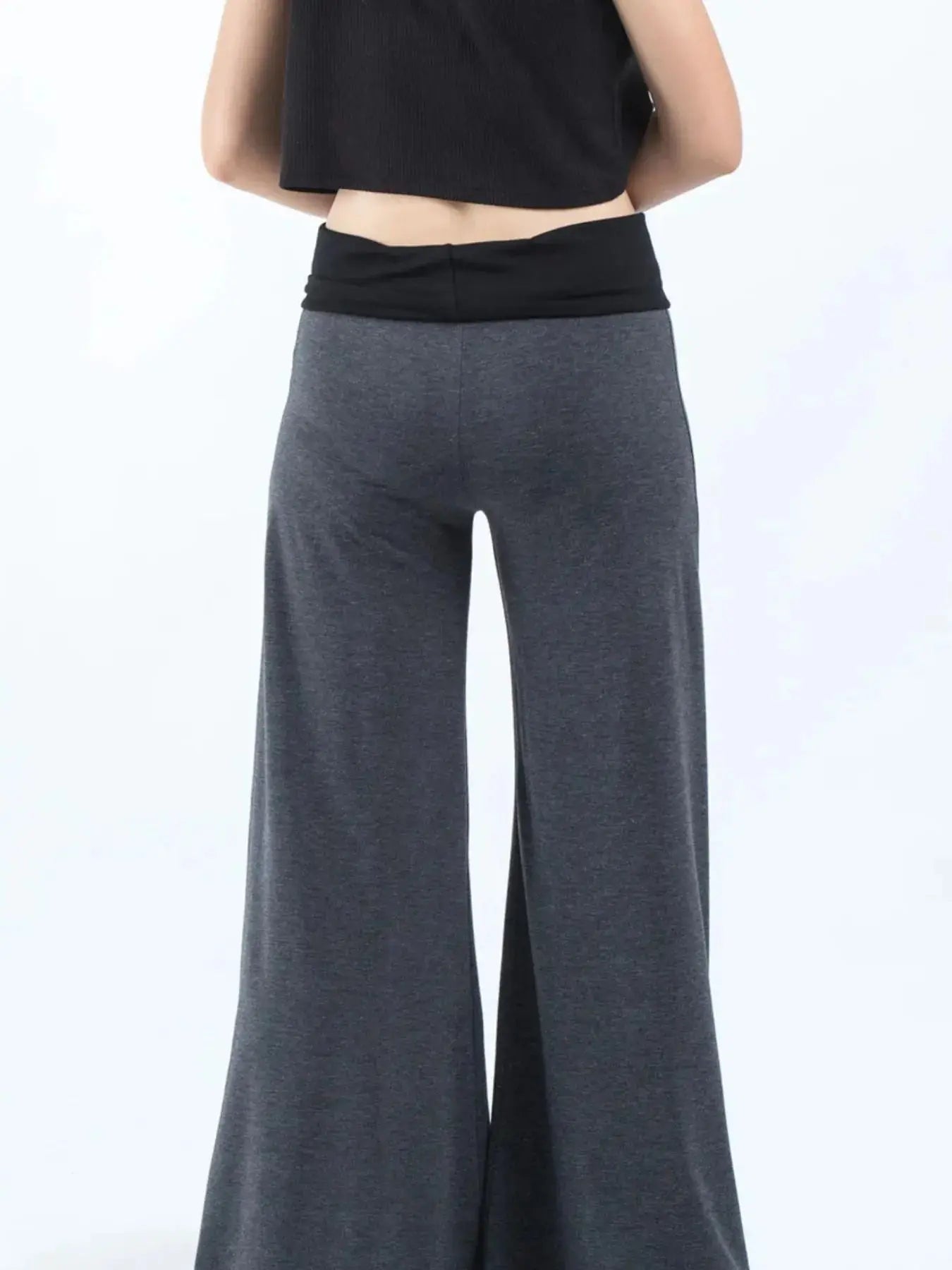 High Waisted Wide Leg Yoga Pants with Contrast Waistband