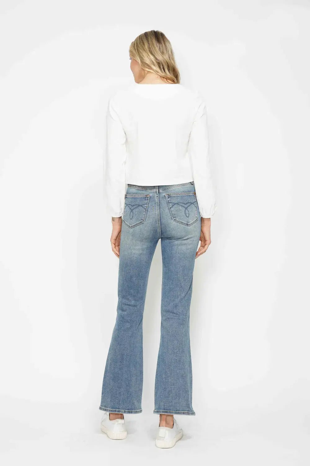 Judy Blue Jeans - Full Size Tummy Control Bootcut Jeans w/ Back Embroidered Pockets