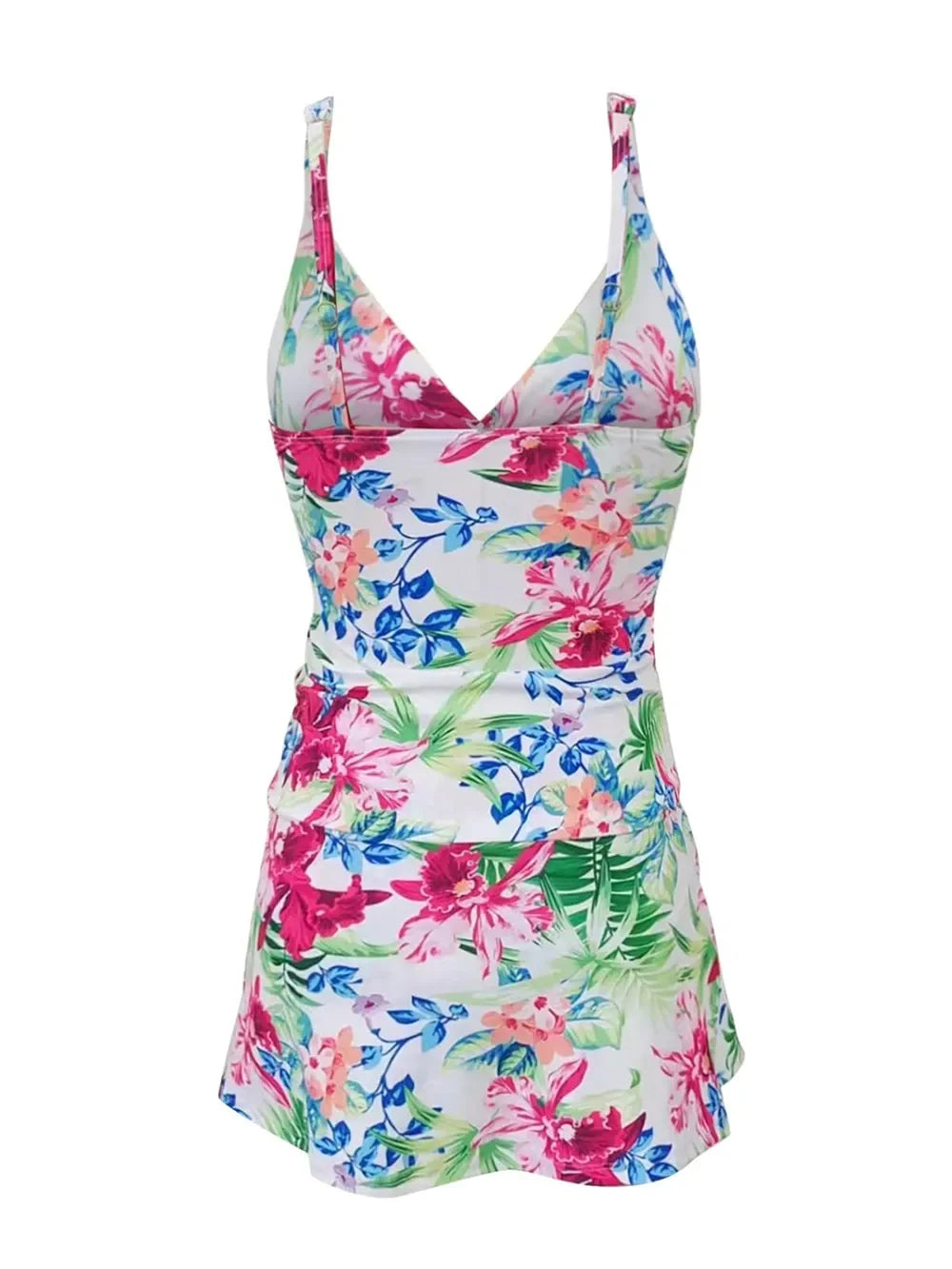Printed Spaghetti Strap Top and Skirt Swimwear Set
