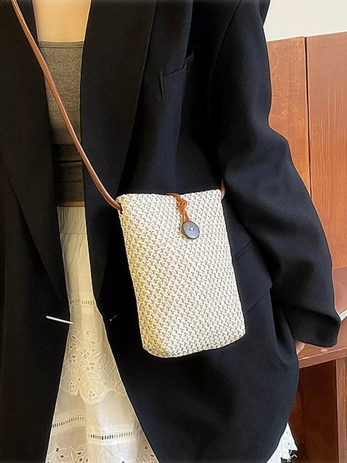 Woven Texture Womens Crossbody Bag