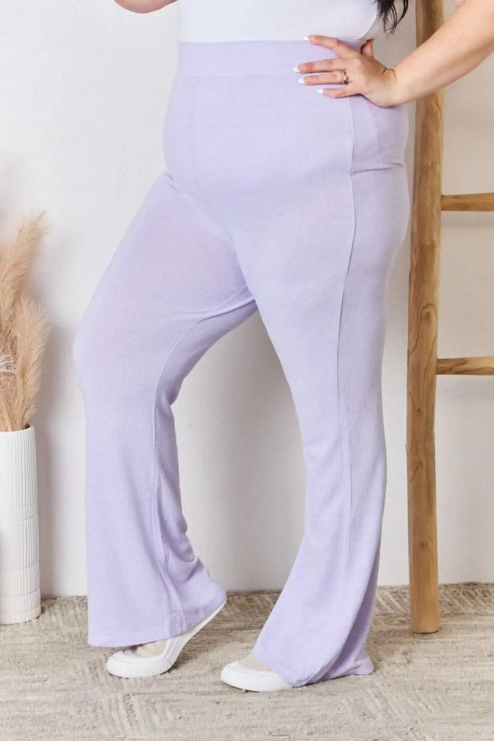 Trendsi High Waist Knit Flare Pants Women's Lounge Sweatpants - Ultra Soft