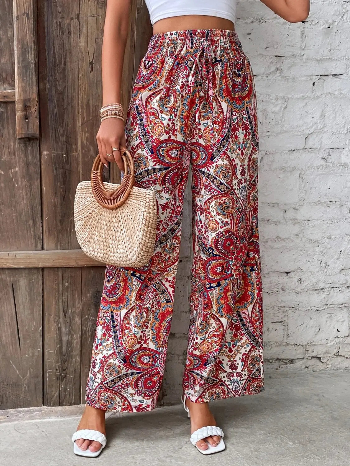 Boho Paisley Printed Wide Leg Pants