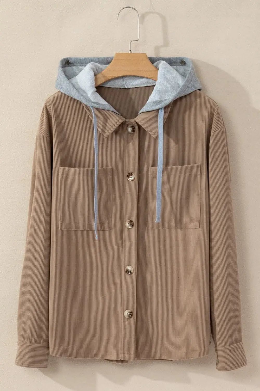 Jackets Trendsi Hooded drawstring jacket with pockets