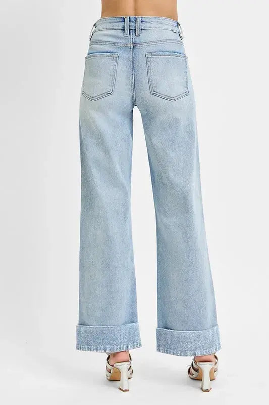 RISEN Jeans - Plus Size Tummy Control Wide Cuffed Jeans