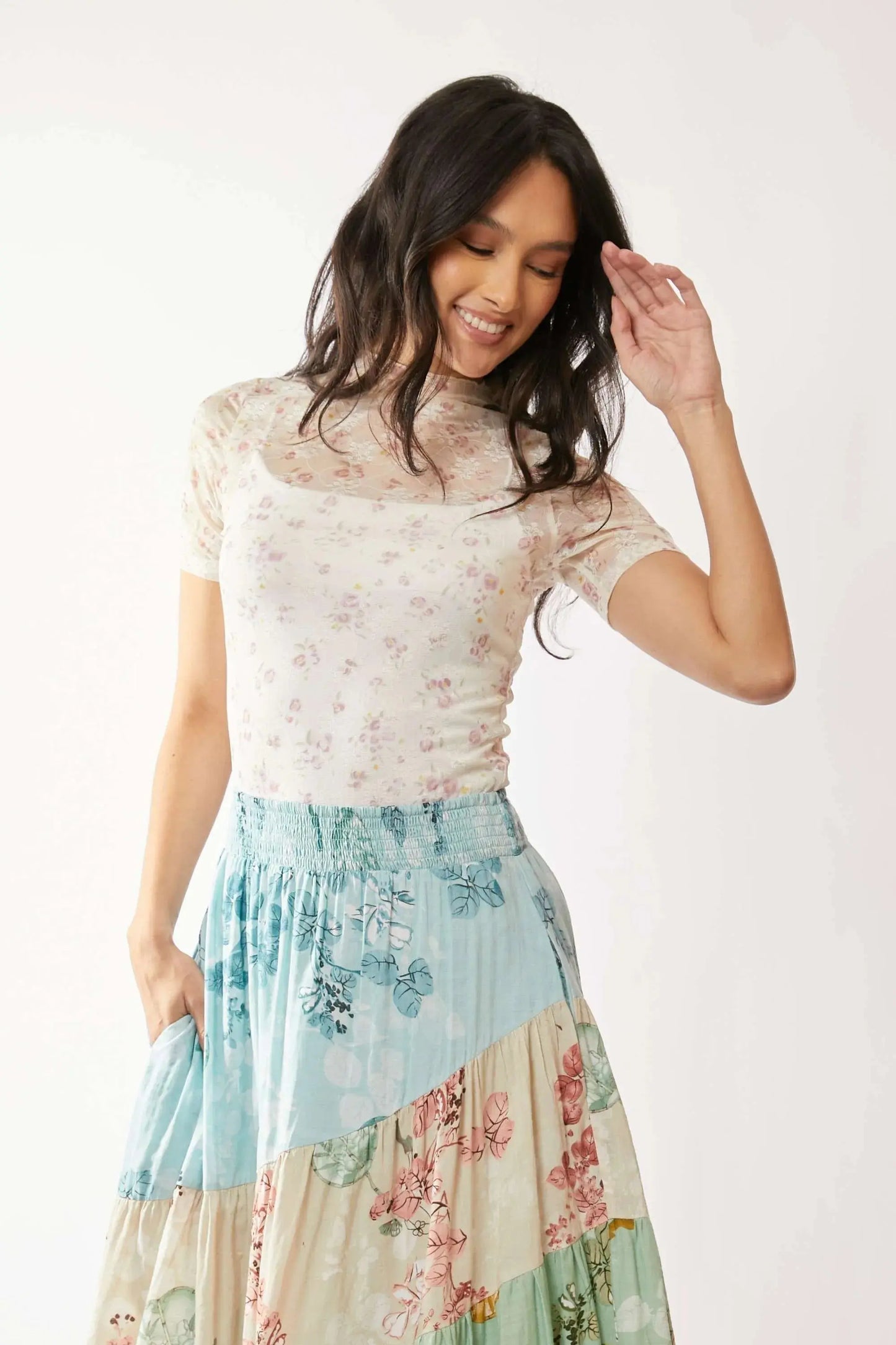 Women's Mesh Tops Floral Mesh Top - Lightweight & Breathable - Casual Tee