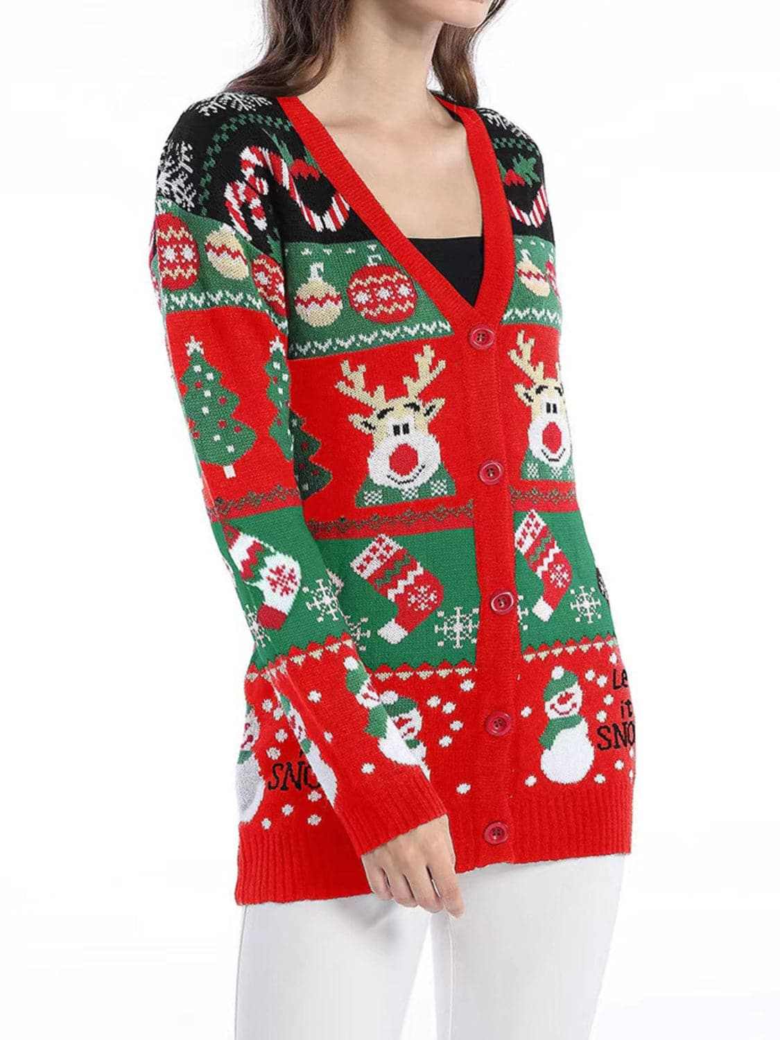 Sweaters Trendsi Reindeer Print Cardigan for Women
