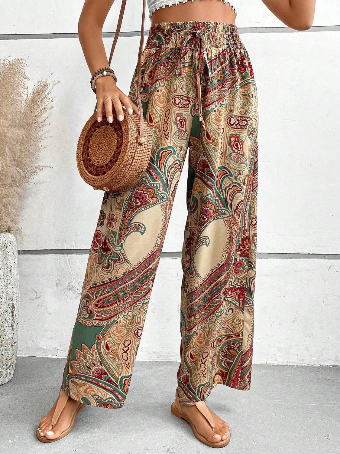 Boho Paisley Printed Wide Leg Pants