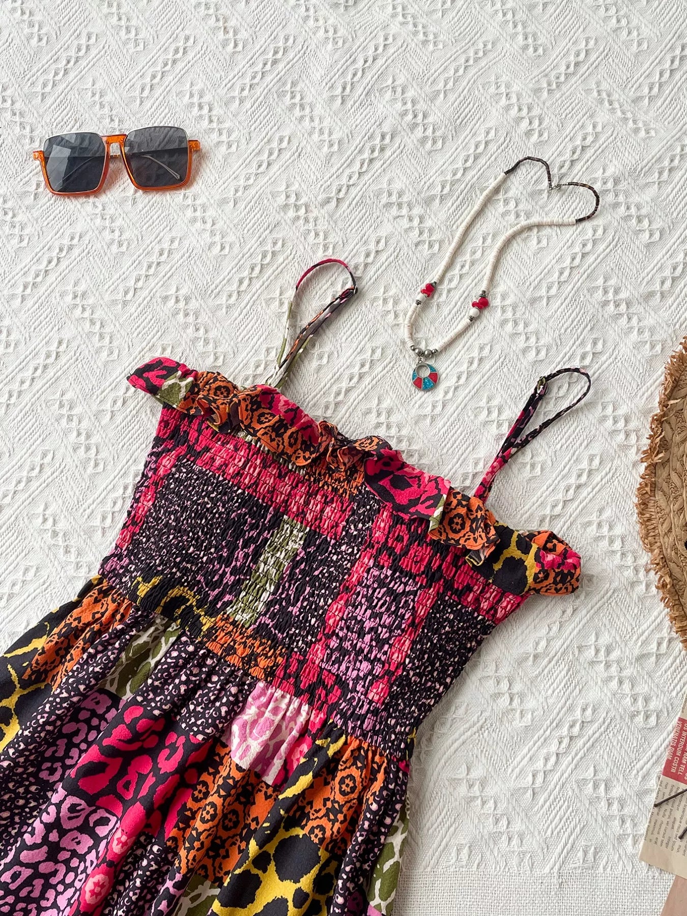 Smocked Leopard Print Cami Dress