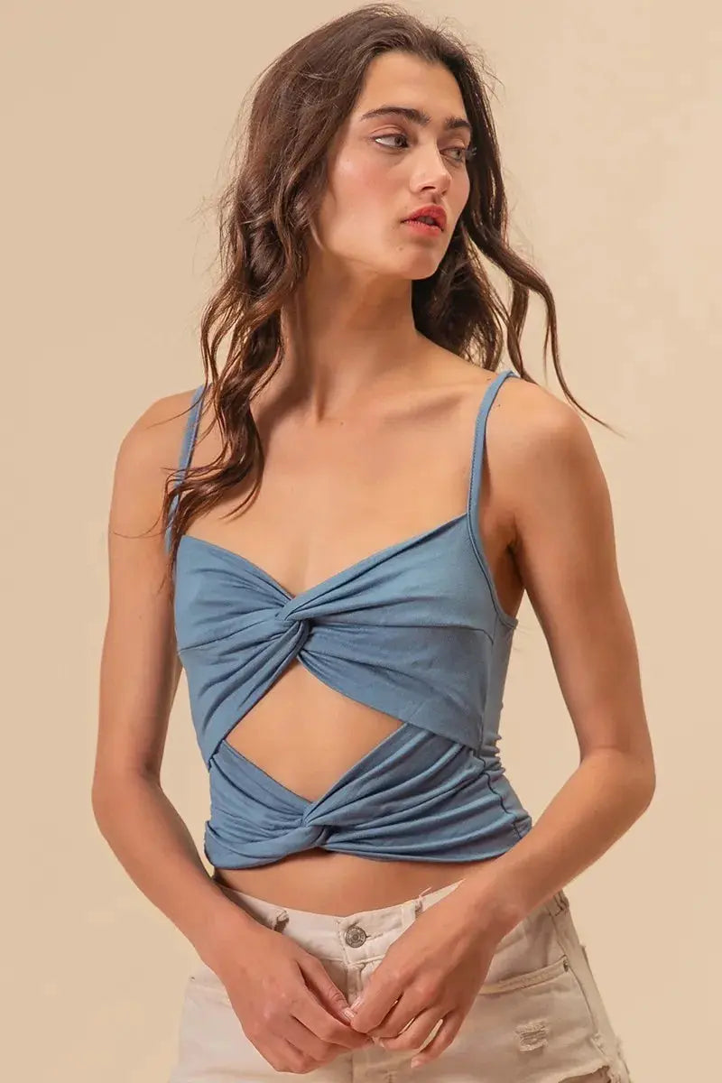 Trendsi Double Twist Cami Tank Top in Denim