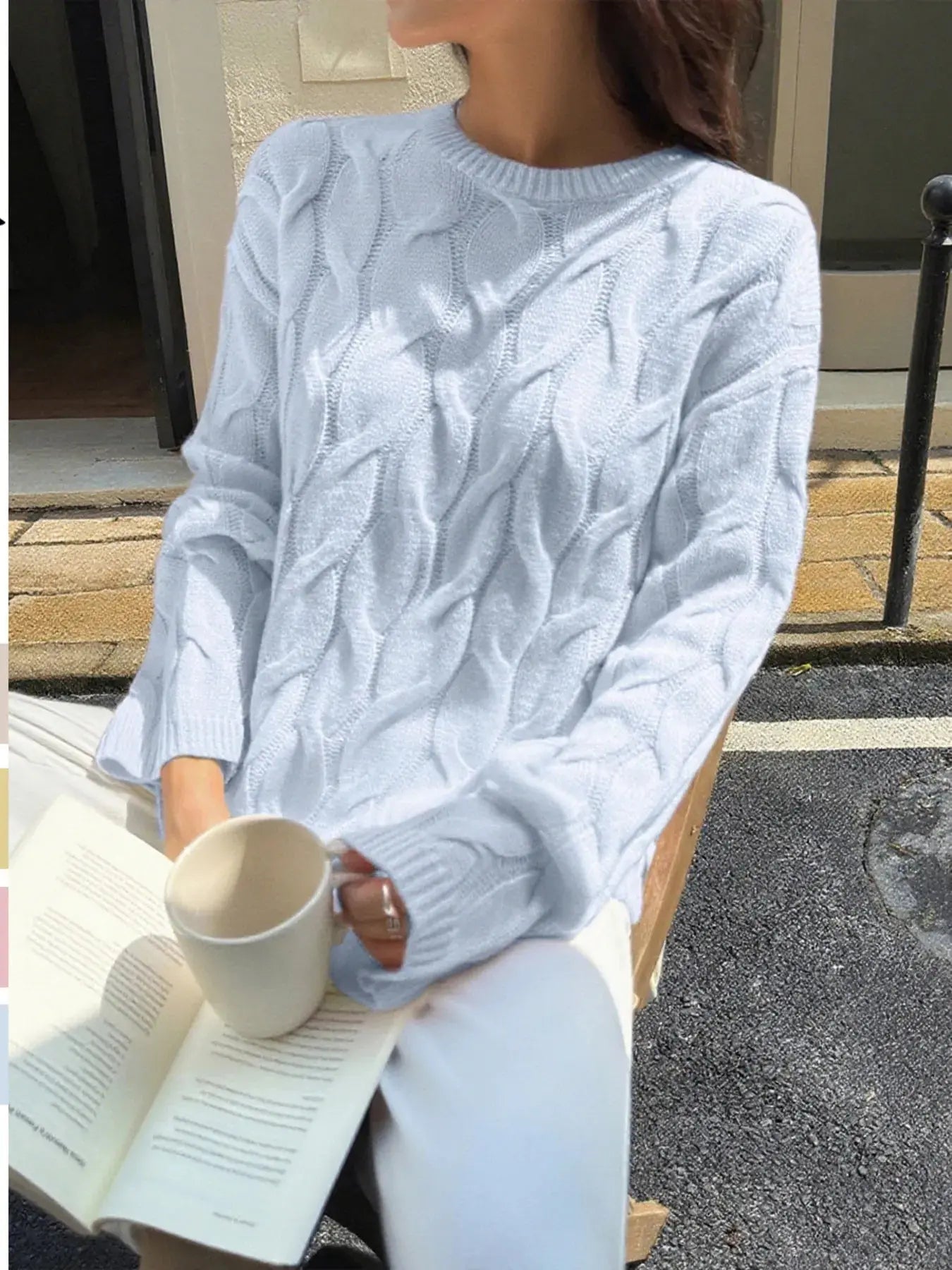 Long Sleeve Cable Knit Sweater