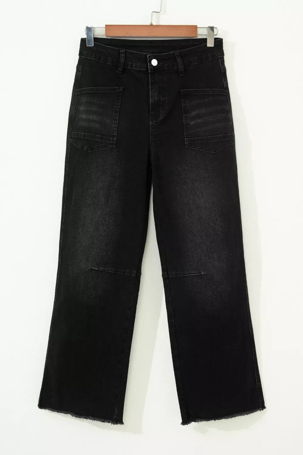 Raw Hem Cropped Straight Leg Jeans