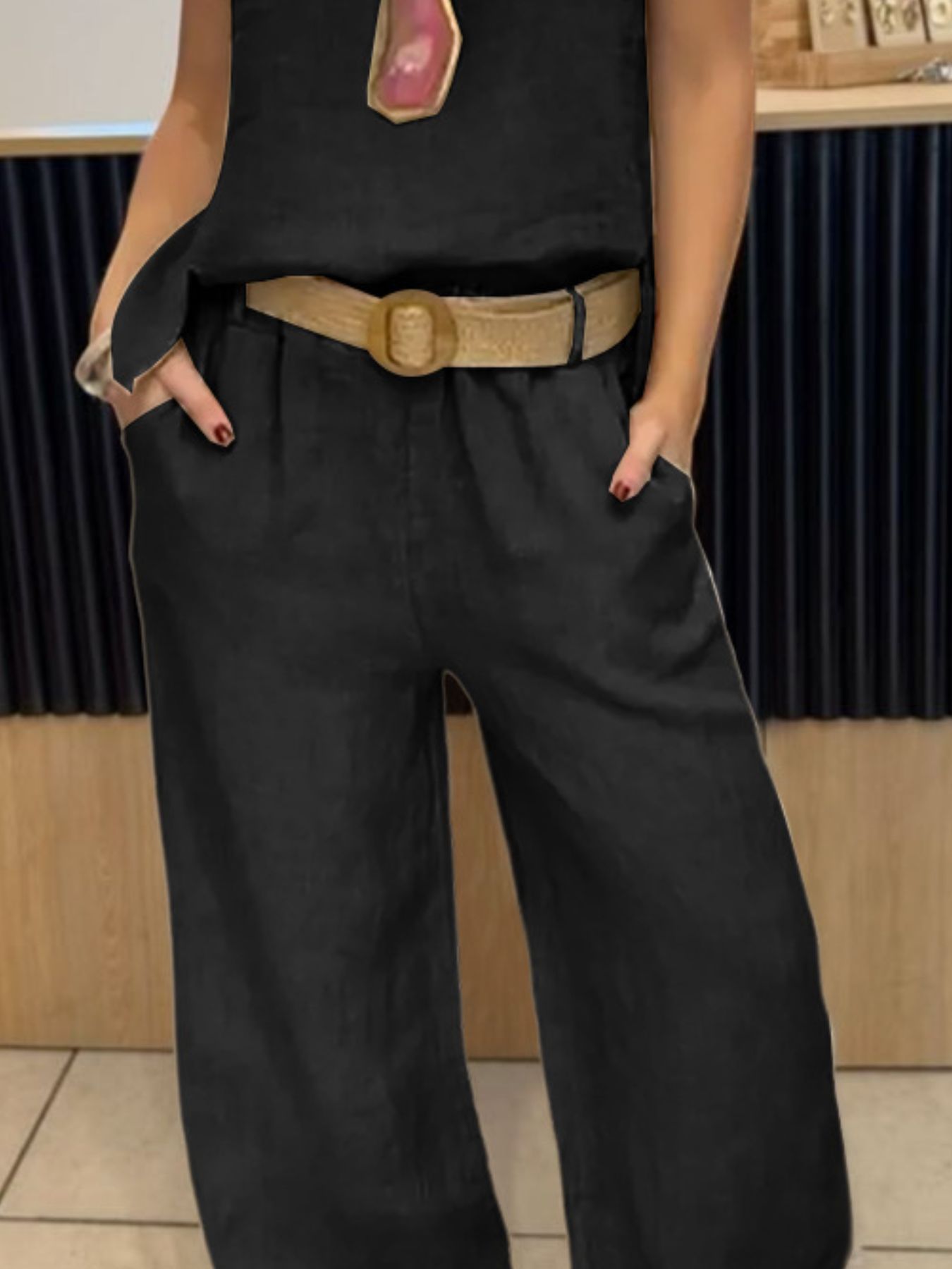 Full Size Round Neck Tank and Pants Set