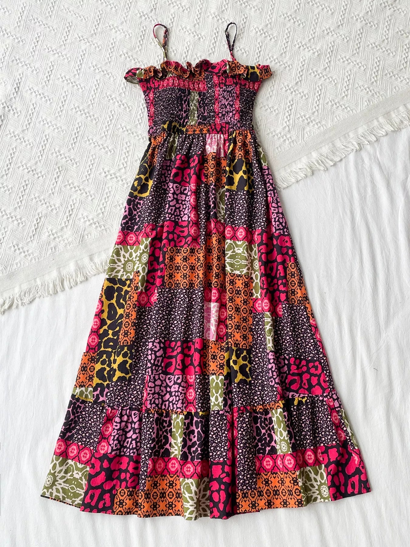 Smocked Leopard Print Cami Dress
