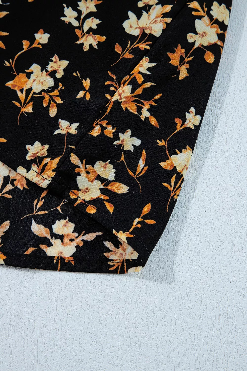 Women's Floral Print Smocked Waist Long Sleeve Blouse