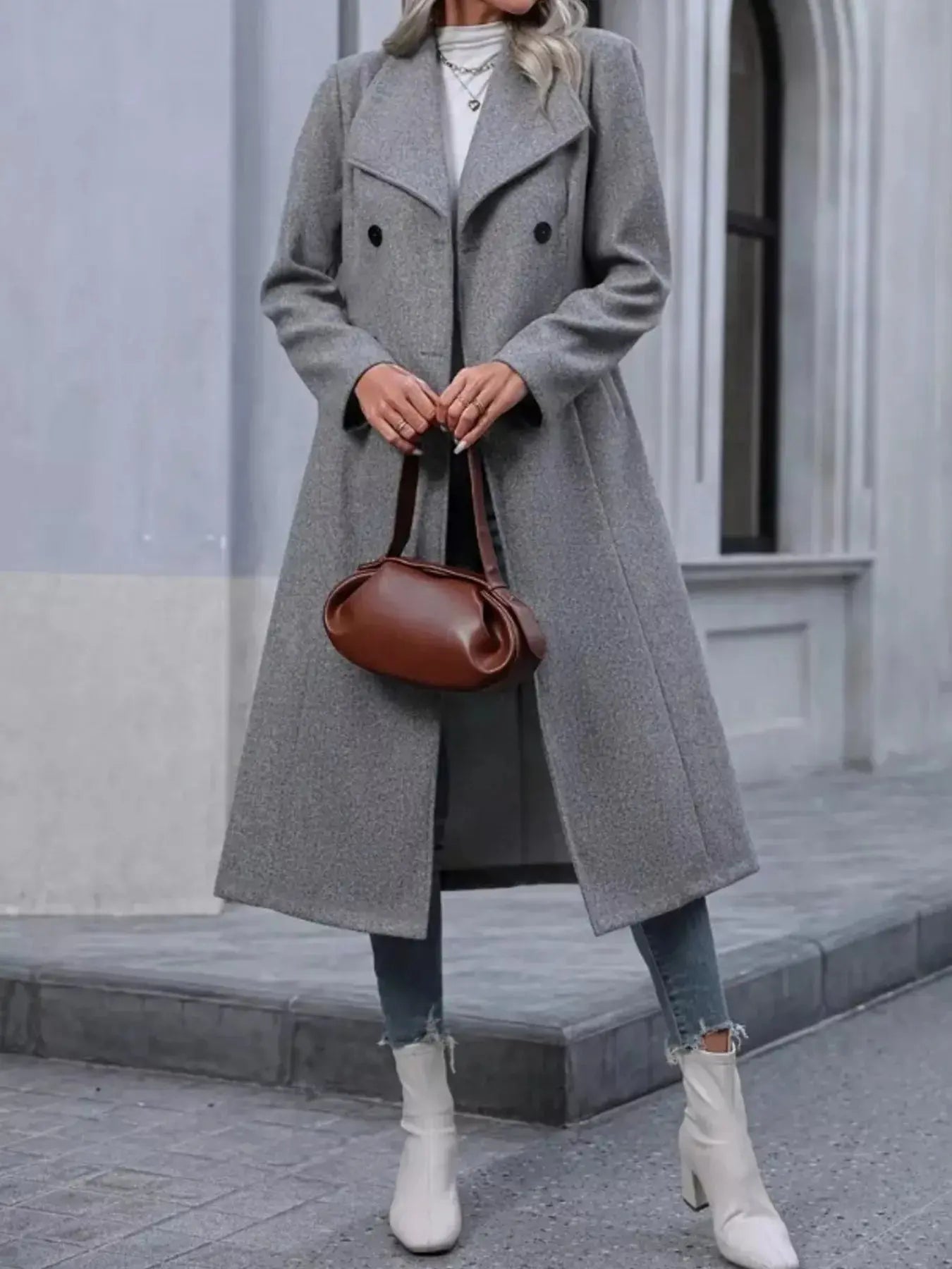 Double-Breasted Longline Overcoat