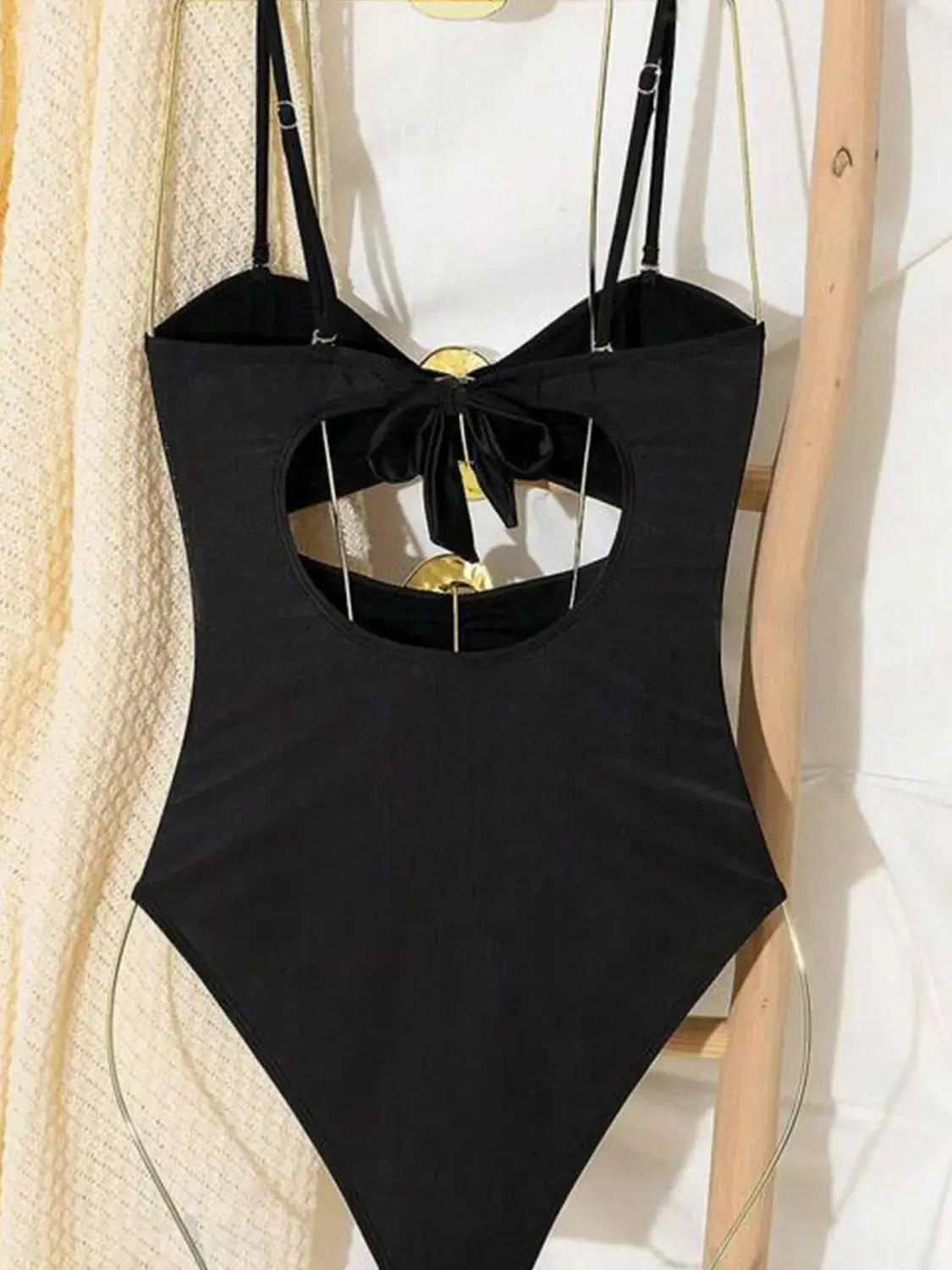 Gold Hardware Cutout Sweetheart Neck One Piece Swimsuit