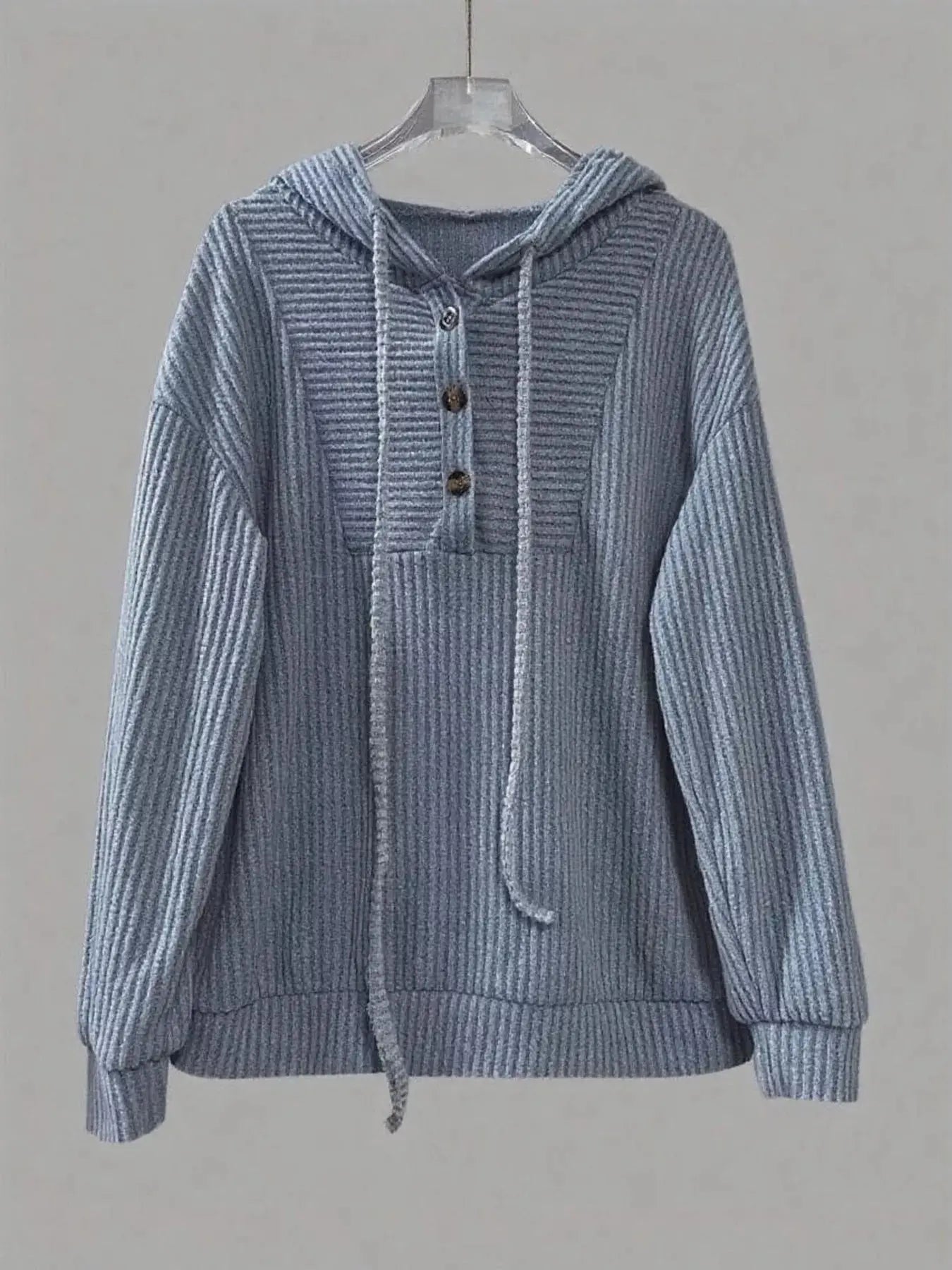 Button Front Drawstring Hoodie